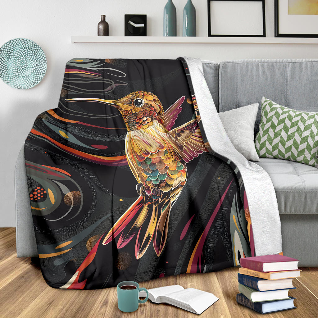 Hummingbird Blanket, Trippy Psychedelics Hummingbird Fleece Blanket, Hummingbird Throw Blanket, Hummingbird Gifts