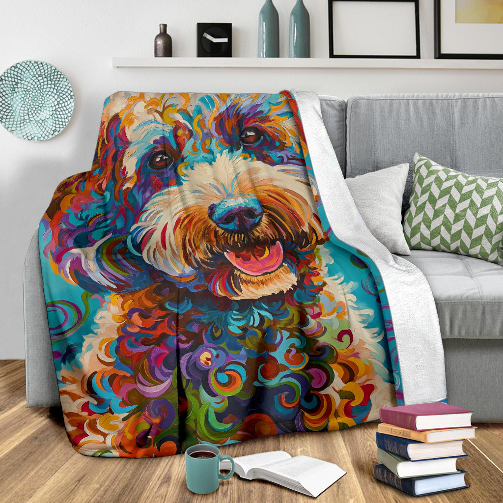 Lagotto Romagnolo Dog Blanket, Trippy Psychedelics Lagotto Romagnolo Dog Fleece Blanket, Lagotto Romagnolo Dog Throw Blanket, Lagotto Romagnolo Dog Gifts