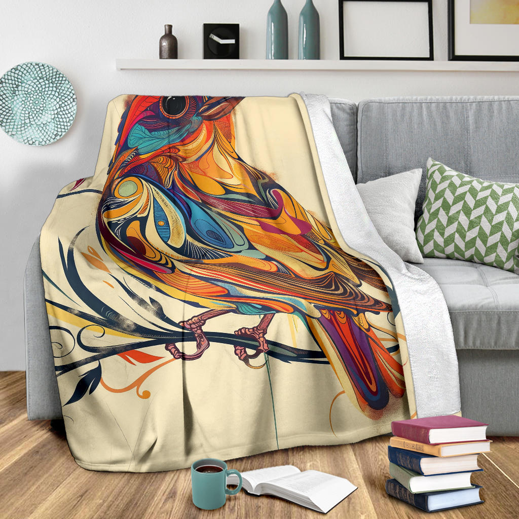 Finch bird Blanket, Trippy Psychedelics Finch bird Fleece Blanket, Finch bird Throw Blanket, Finch bird Gifts