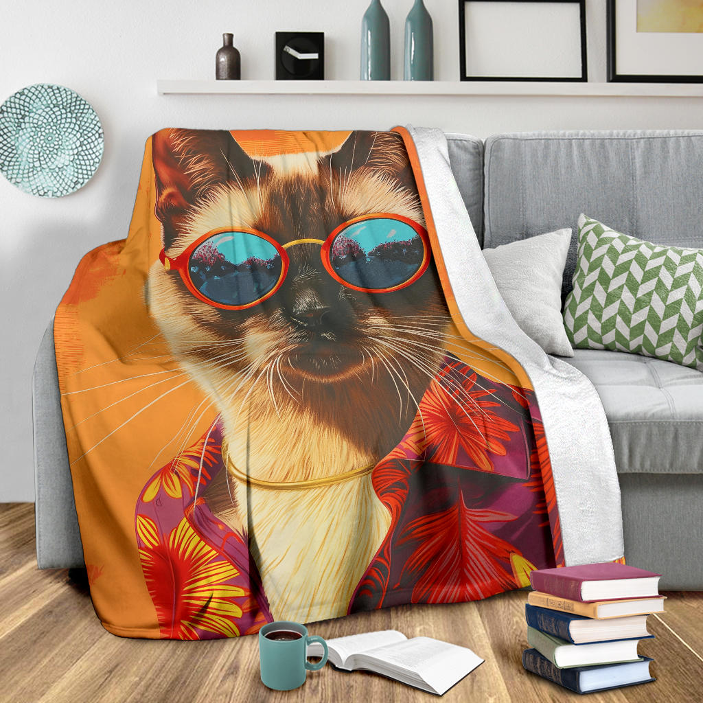 Burmese cat Blanket, Trippy Psychedelics Burmese cat Fleece Blanket, Burmese cat Throw Blanket, Burmese cat Gifts