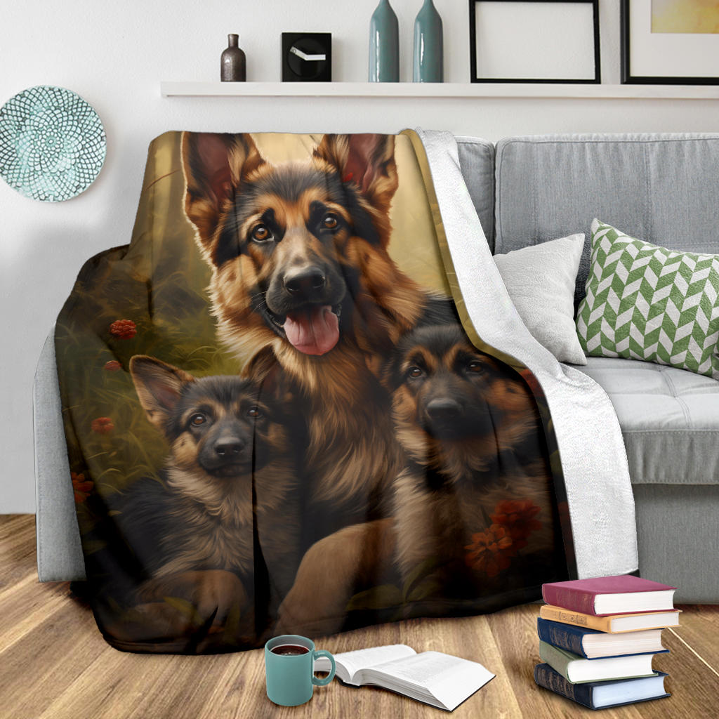 German Shepherd Family Blanket, German Shepherd Gifts, German Shepherd Throw Blanket, German Shepherd Fleece Blanket