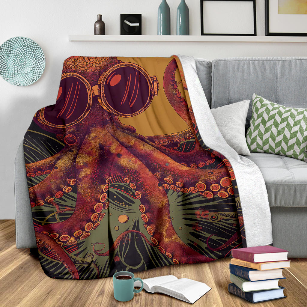 Octopus Blanket, Trippy Psychedelics Octopus Fleece Blanket, Octopus Throw Blanket, Octopus Gifts