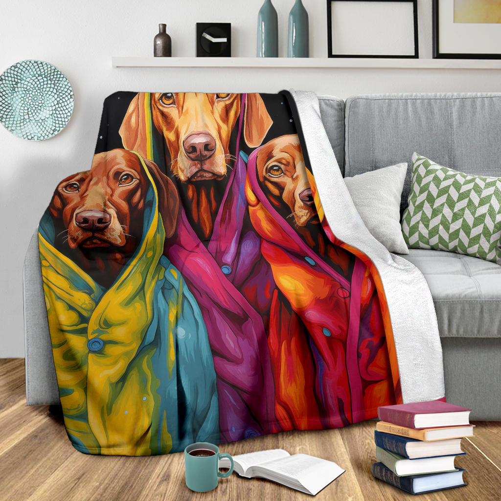 Vizsla Blanket, Trippy Psychedelics Vizsla Fleece Blanket, Vizsla Throw Blanket, Vizsla Gifts