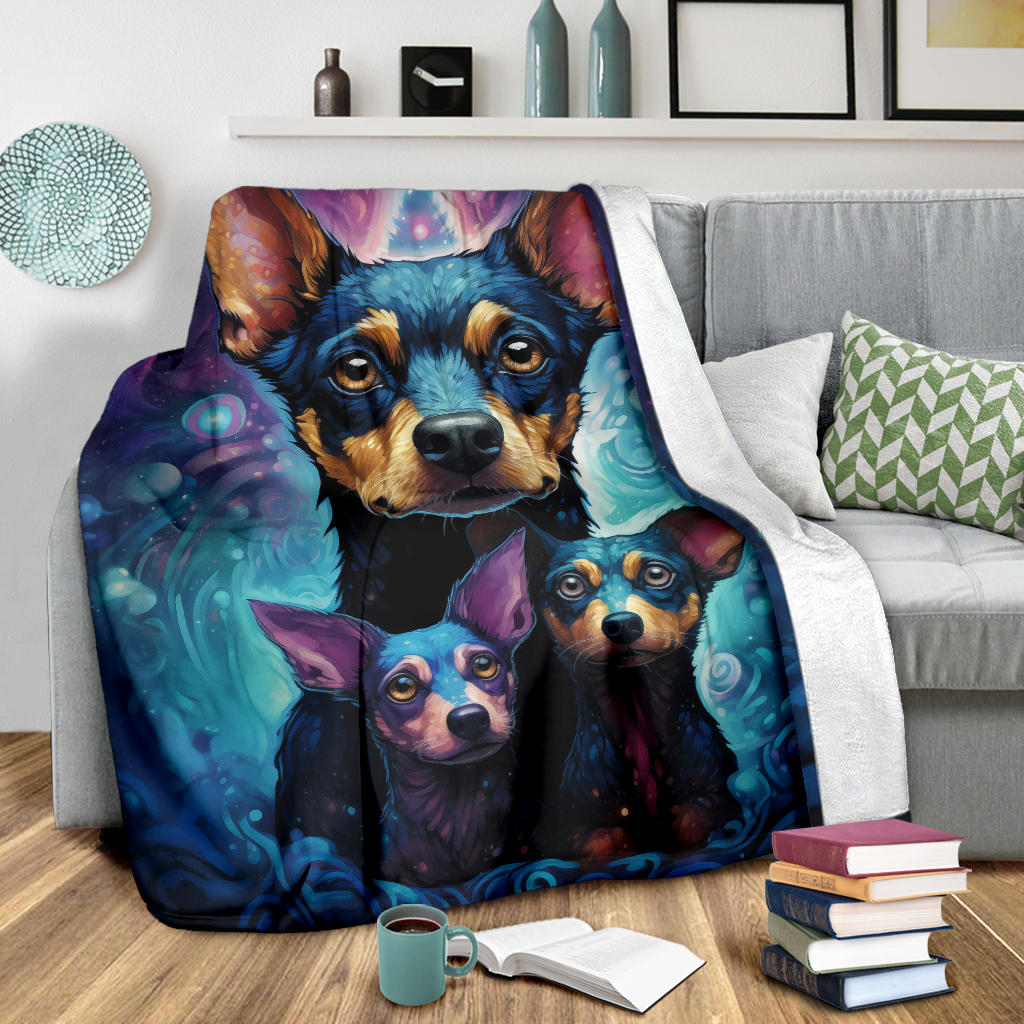 Rat Terrier Blanket, Trippy Psychedelics Rat Terrier Fleece Blanket, Rat Terrier Throw Blanket, Rat Terrier Gifts