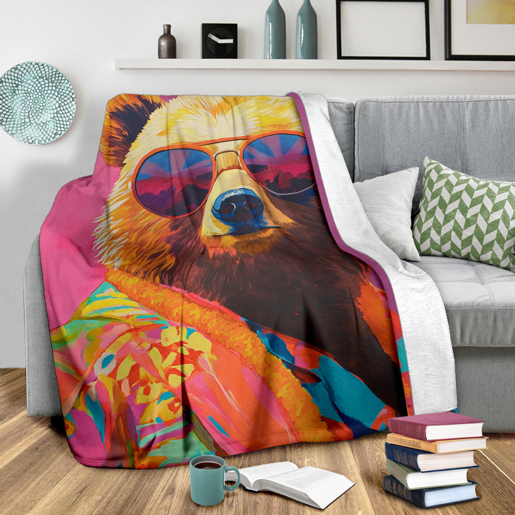 Bear Blanket, Trippy Psychedelics Bear Fleece Blanket, Bear Throw Blanket, Bear Gifts