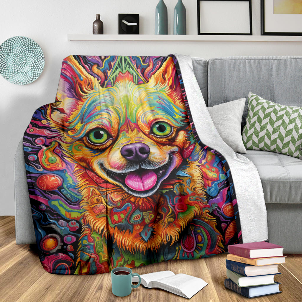 Trippy Psychedelics Chihuahua Blanket, Chihuahua Throw Blanket, Chihuahua Fleece Blanket, Chihuahua Gifts