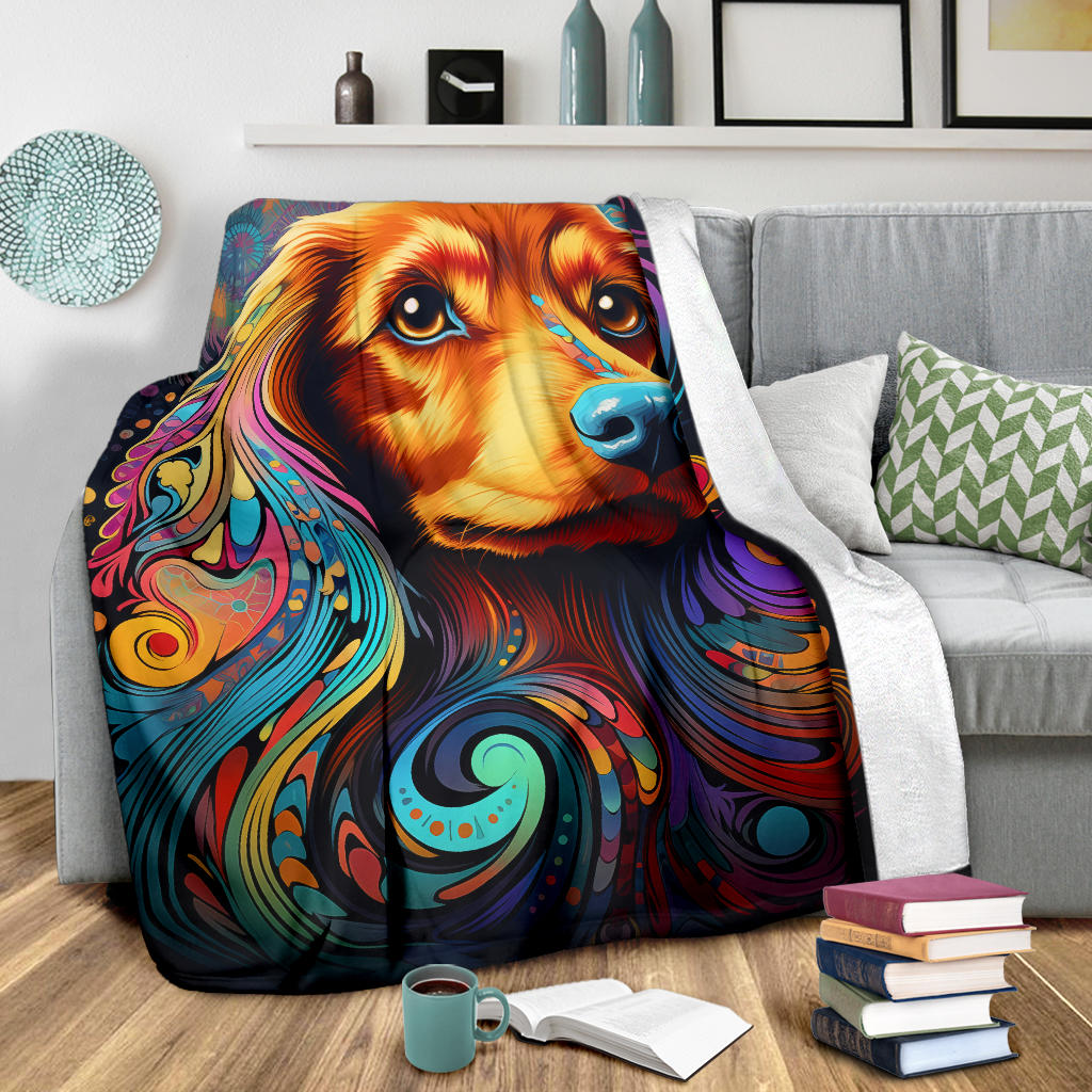 Trippy Psychedelics Dachshund Blanket, Dachshund Throw Blanket, Dachshund Fleece Blanket, Dachshund Gifts