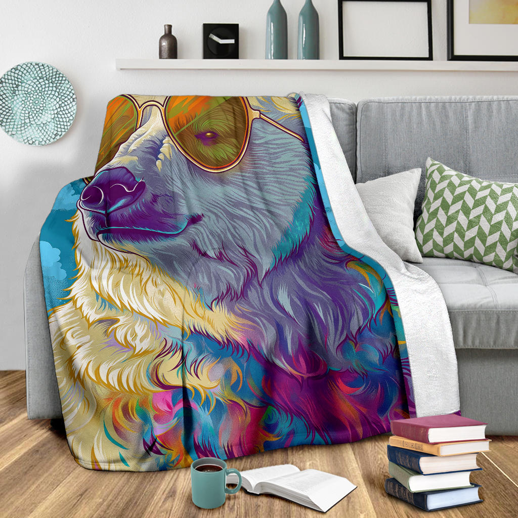 Polar Bear Blanket, Trippy Psychedelics Polar Bear Fleece Blanket, Polar Bear Throw Blanket, Polar Bear Gifts