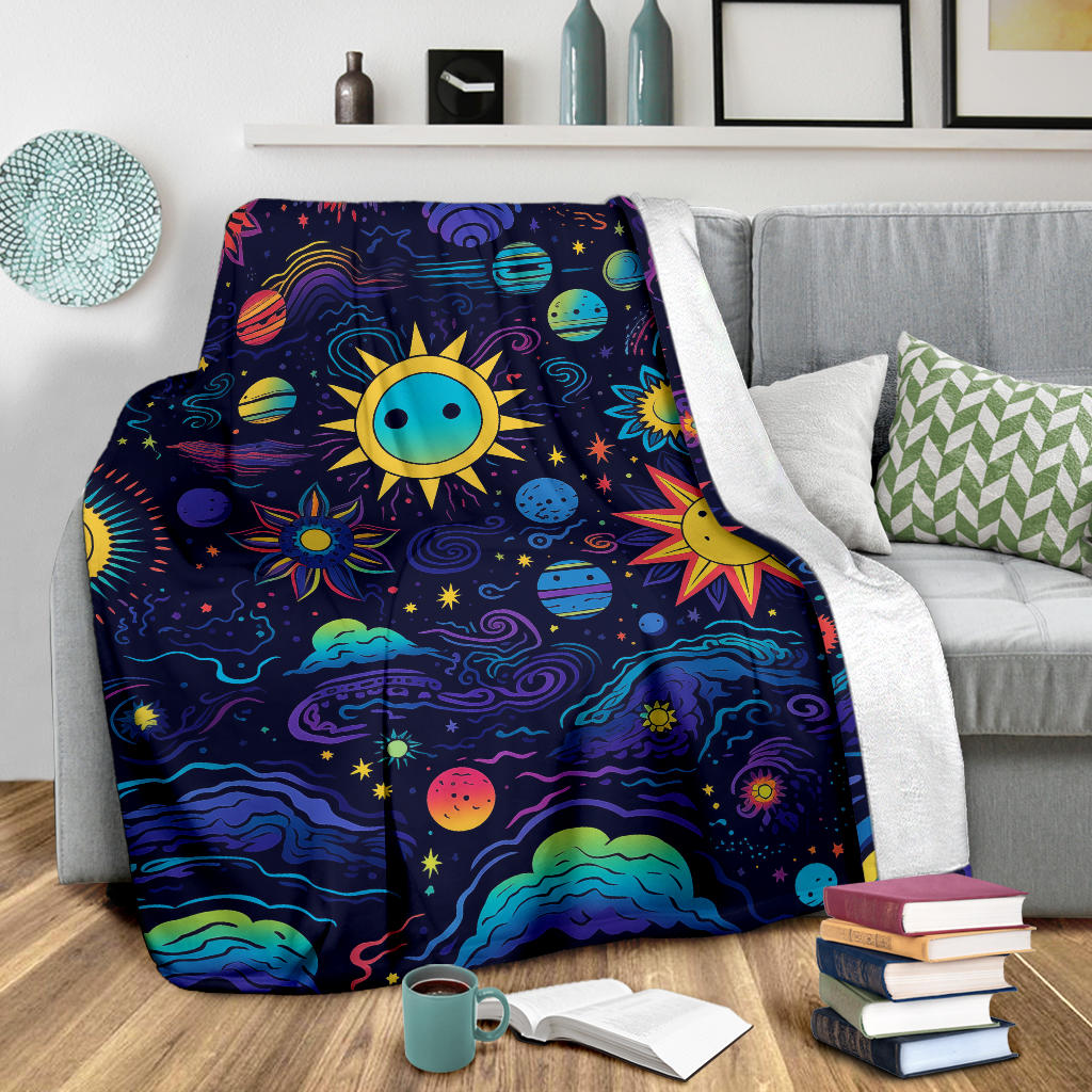 Trippy Psychedelics Stars Blanket, Hippie Gifts, Flower Fild Blanket, Festival Blanket, Rave Blanket, Festival Gifts