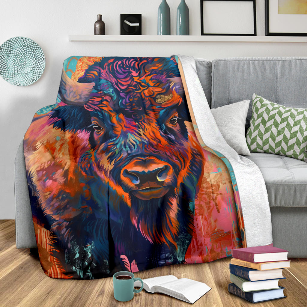 Buffalo Blanket, Trippy Psychedelics Buffalo Fleece Blanket, Buffalo Throw Blanket, Buffalo Gifts