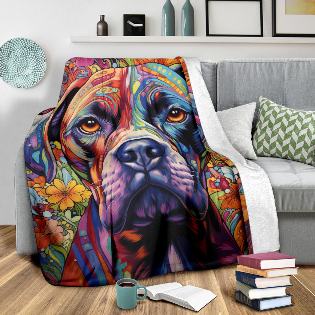 Trippy Psychedelics Boxer Blanket, Boxer Throw Blanket, Boxer Fleece Blanket, Boxer Gifts