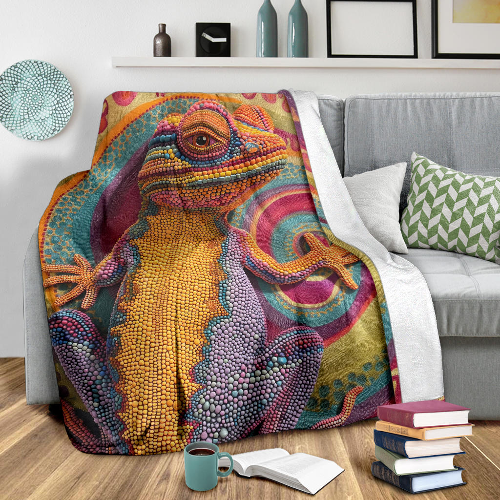 Lizard Blanket, Trippy Psychedelics Lizard Fleece Blanket, Lizard Throw Blanket, Lizard Gifts