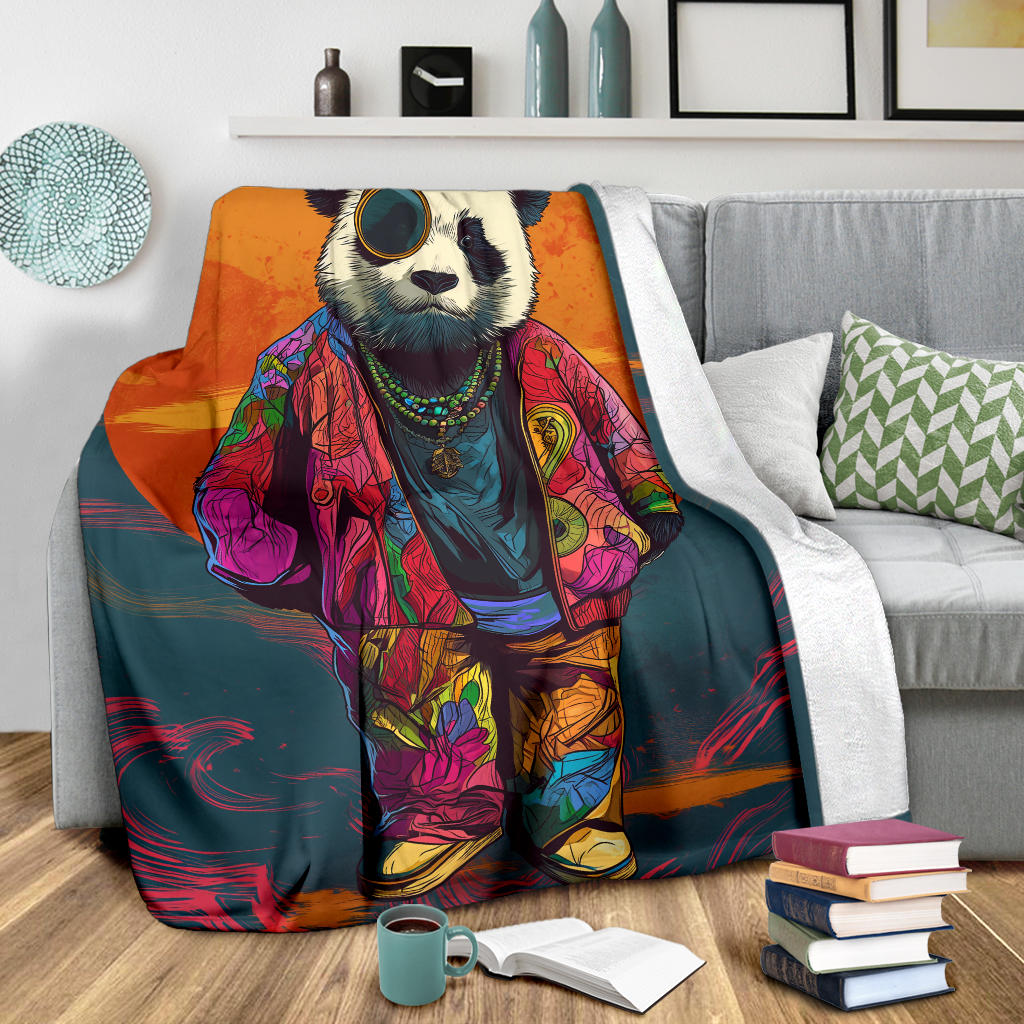 Panda Blanket, Trippy Psychedelics Panda Fleece Blanket, Panda Throw Blanket, Panda Gifts