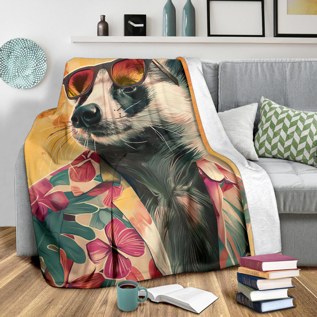 Badger Blanket, Trippy Psychedelics Badger Fleece Blanket, Badger Throw Blanket, Badger Gifts