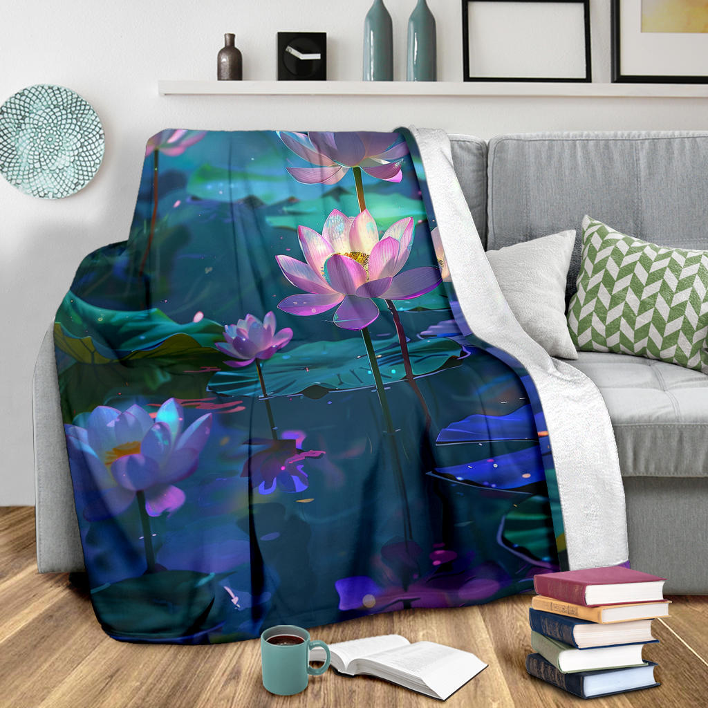 Luminous Lotus Blanket, Luminous Lotus Estetic Blanket, Luminous Lotus Blanket Gift, Blanket