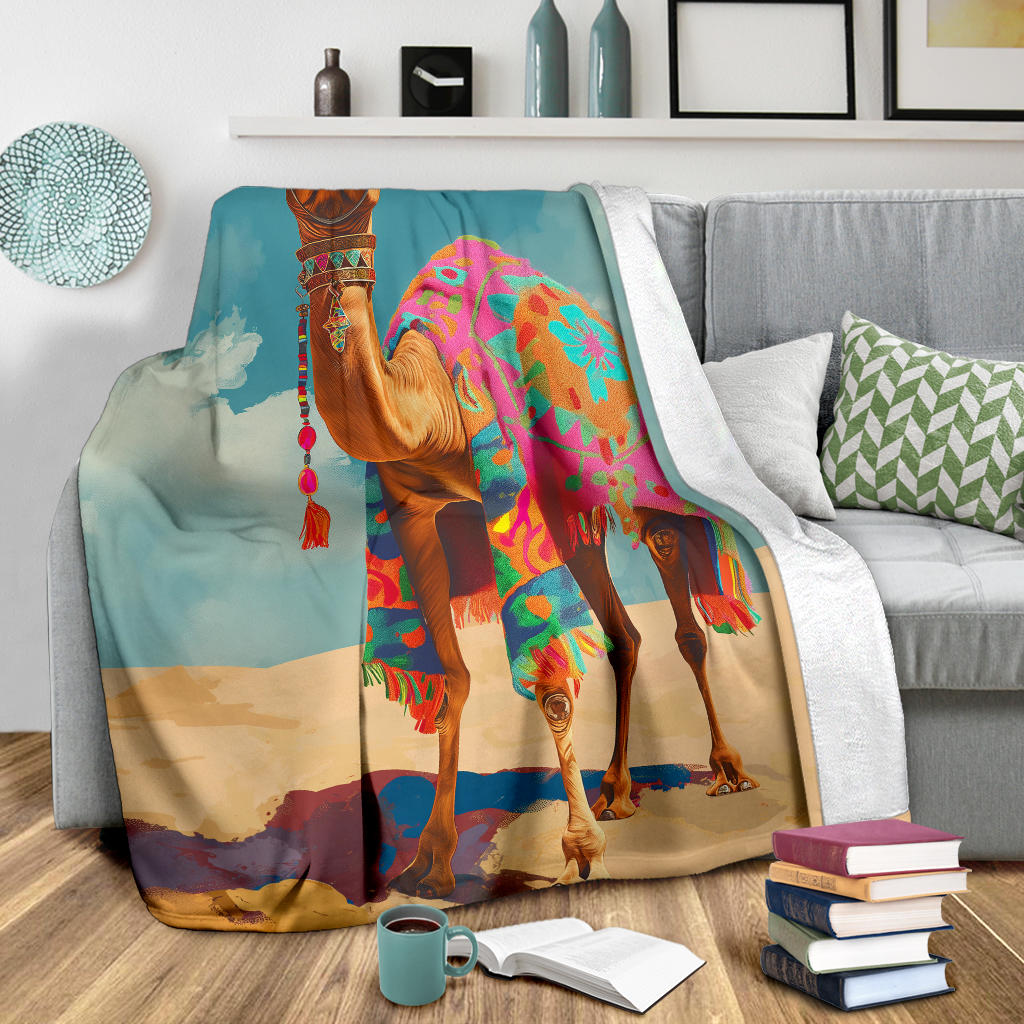 Camel Blanket, Trippy Psychedelics Camel Fleece Blanket, Camel Throw Blanket, Camel Gifts