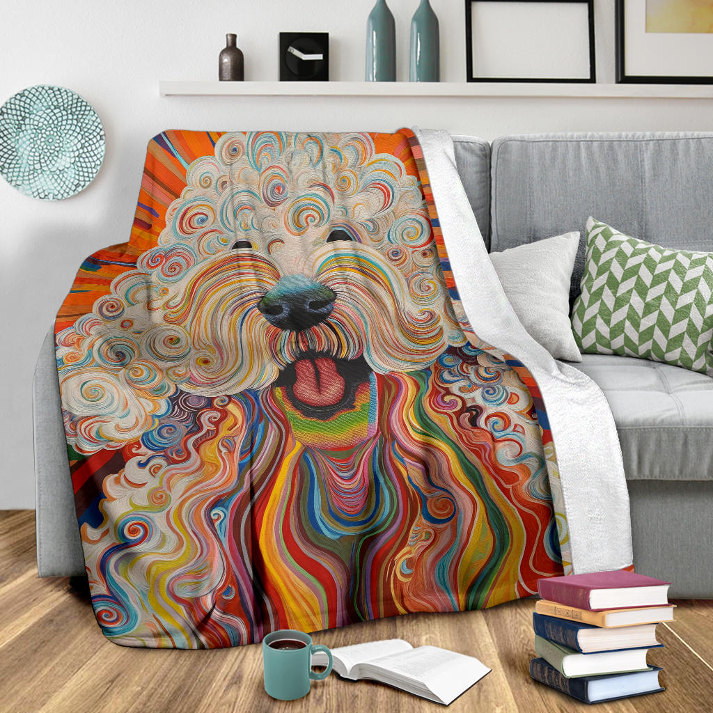 Komondor Dog Blanket, Trippy Psychedelics Komondor Dog Fleece Blanket, Komondor Dog Throw Blanket, Komondor Dog Gifts