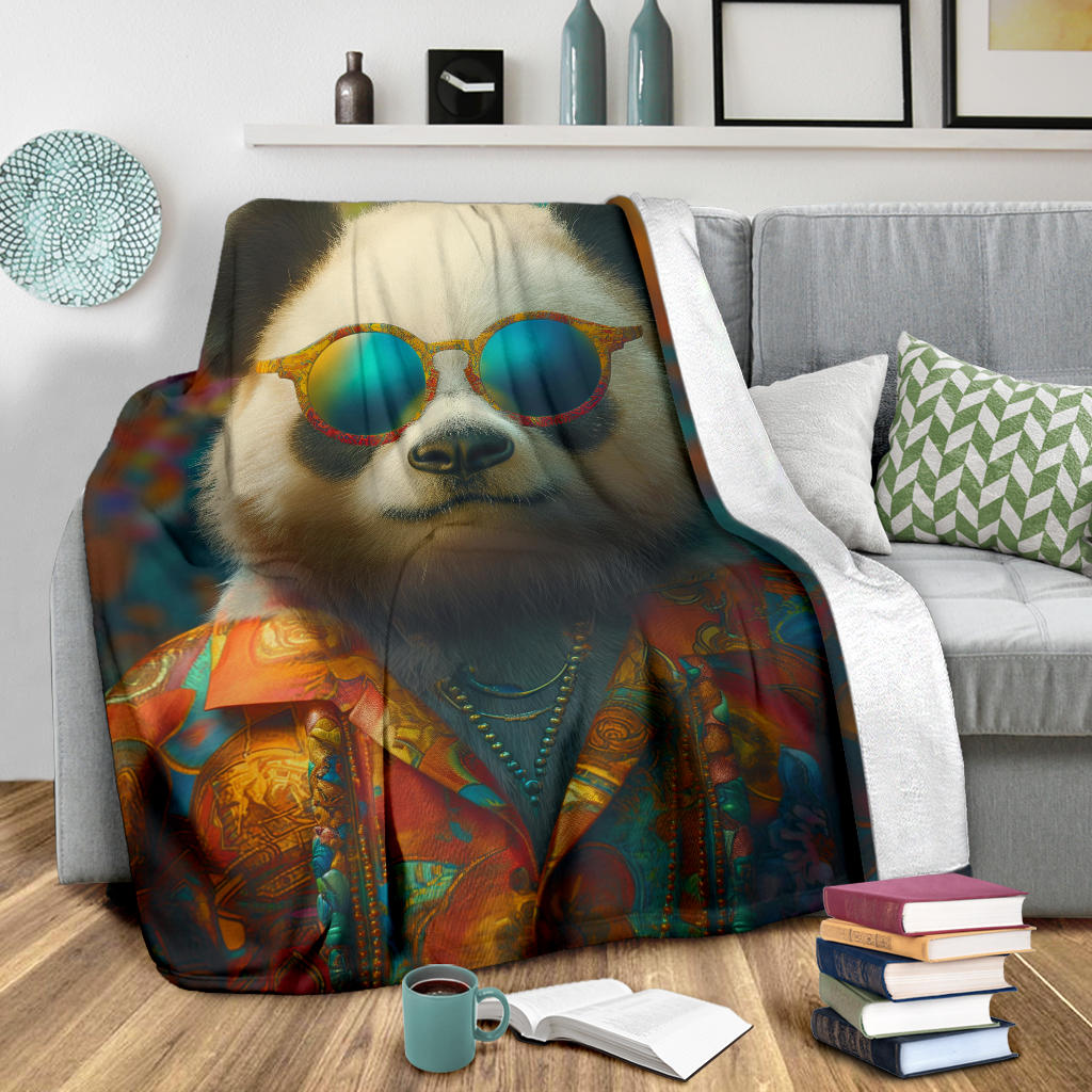 Panda Blanket, Trippy Psychedelics Panda Fleece Blanket, Panda Throw Blanket, Panda Gifts