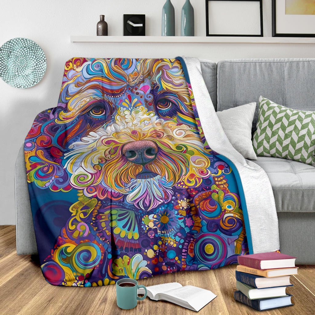 Lagotto Romagnolo Dog Blanket, Trippy Psychedelics Lagotto Romagnolo Dog Fleece Blanket, Lagotto Romagnolo Dog Throw Blanket, Lagotto Romagnolo Dog Gifts