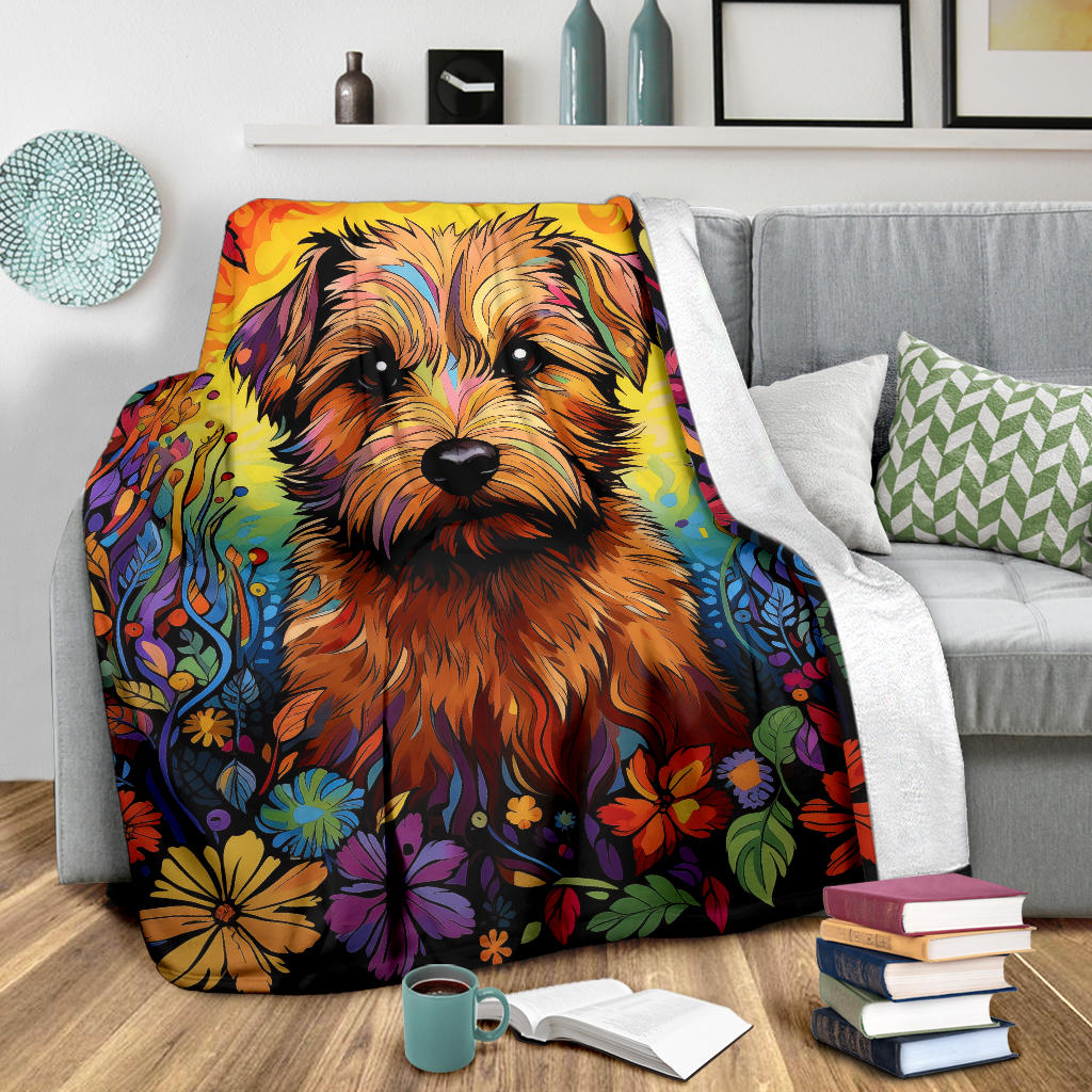 Norfolk Terrier Blanket, Trippy Psychedelics Norfolk Terrier Fleece Blanket, Norfolk Terrier Throw Blanket, Norfolk Terrier Gifts