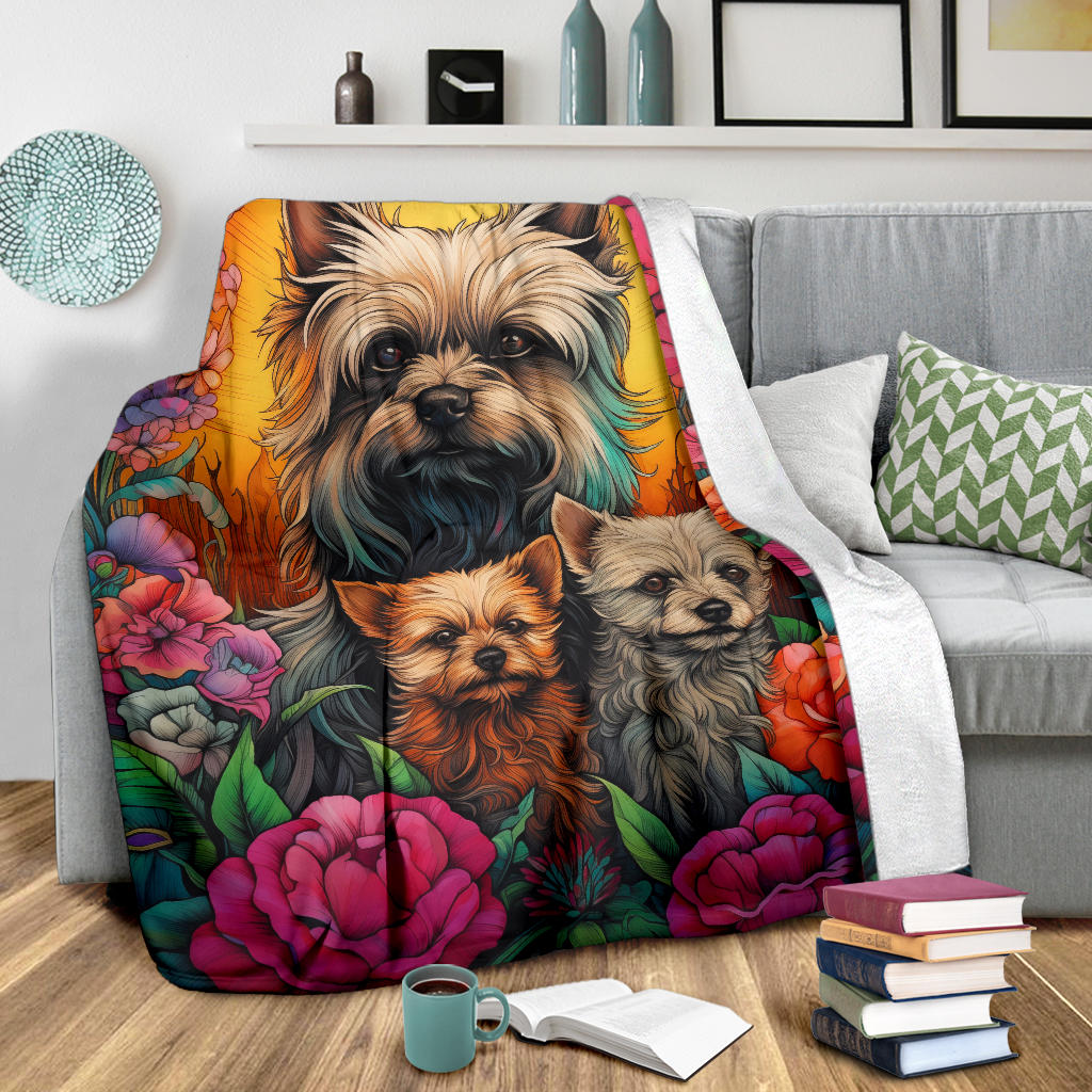 Cairn Terrier Blanket, Trippy Psychedelics Cairn Terrier Fleece Blanket, Cairn Terrier Throw Blanket, Cairn Terrier Gifts