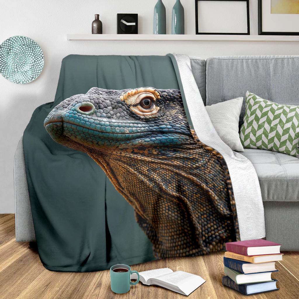 Komodo Dragon Blanket, Trippy Psychedelics Komodo Dragon Fleece Blanket, Komodo Dragon Throw Blanket, Komodo Dragon Gifts