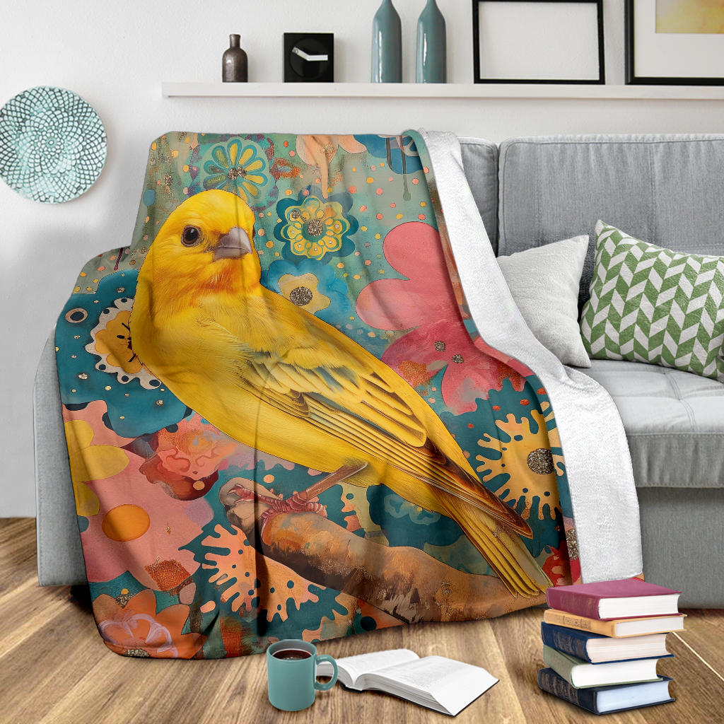 Canary bird Blanket, Trippy Psychedelics Canary bird Fleece Blanket, Canary bird Throw Blanket, Canary bird Gifts