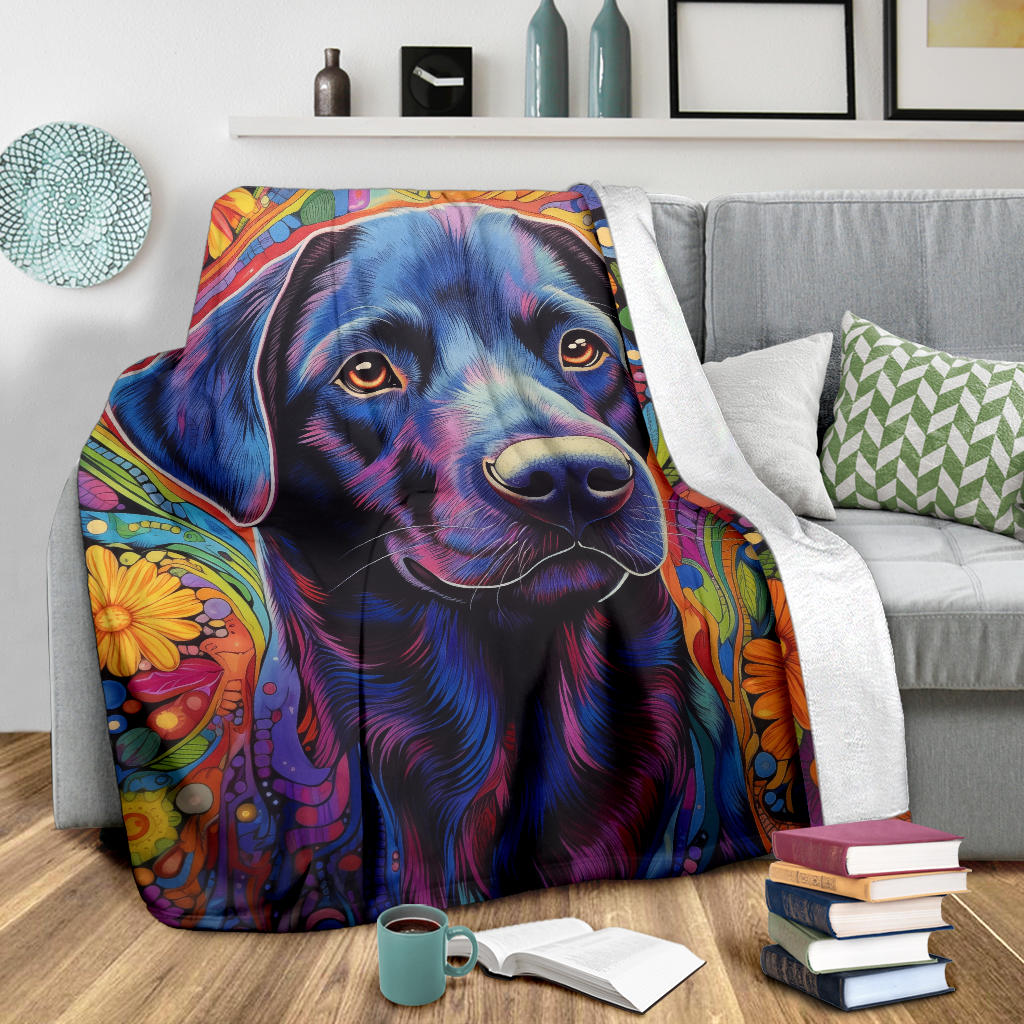 Trippy Psychedelics Labrador Retriever Blanket, Labrador Retriever Throw Blanket, Labrador Retriever Fleece Blanket, Labrador Retriever Gift