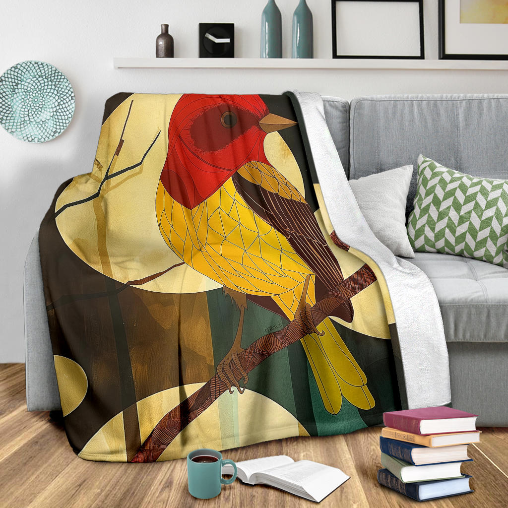 Finch bird Blanket, Trippy Psychedelics Finch bird Fleece Blanket, Finch bird Throw Blanket, Finch bird Gifts