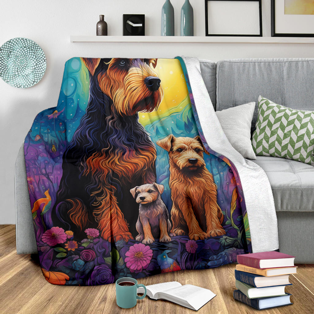 Welsh Terrier Blanket, Trippy Psychedelics Welsh Terrier Fleece Blanket, Welsh Terrier Throw Blanket, Welsh Terrier Gifts