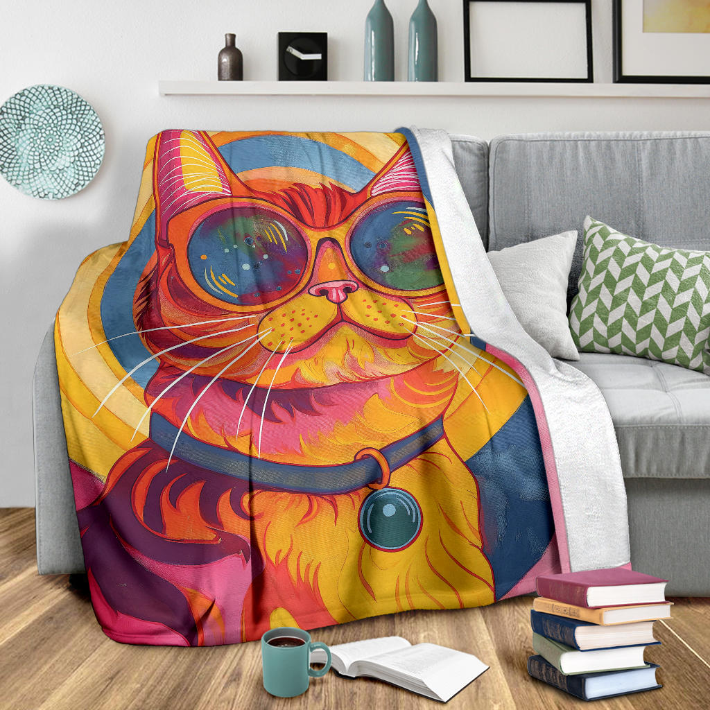 Munchkin cat Blanket, Trippy Psychedelics Munchkin cat Fleece Blanket, Munchkin cat Throw Blanket, Munchkin cat Gifts