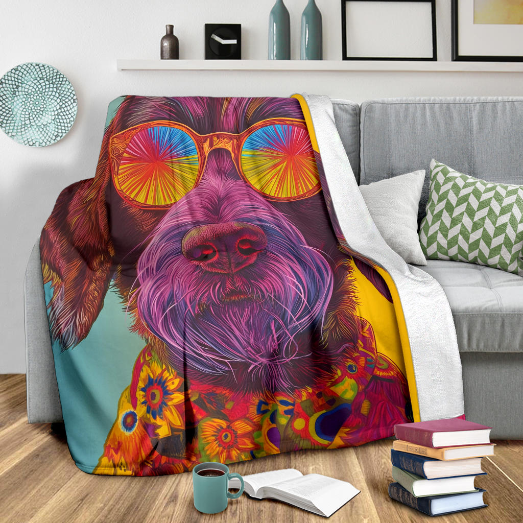 German Wirehaired Pointer Blanket, Trippy Psychedelics German Wirehaired Pointer Fleece Blanket, German Wirehaired Pointer Throw Blanket, German Wirehaired Pointer Gifts