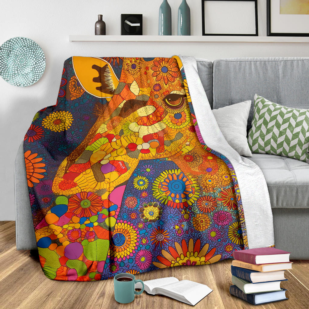 Giraffe Blanket, Trippy Psychedelics Giraffe Fleece Blanket, Giraffe Throw Blanket, Giraffe Gifts