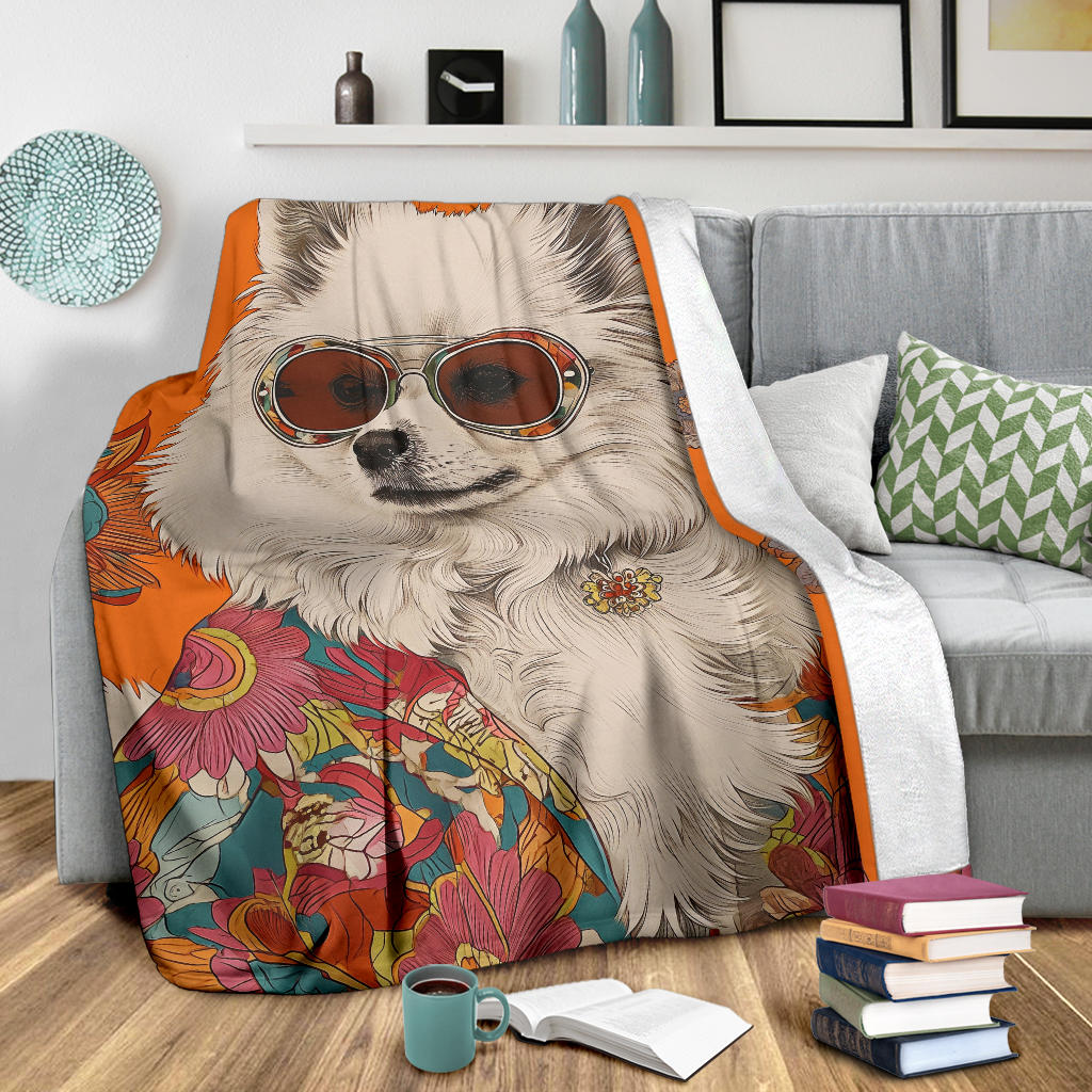 Japanese Spitz Blanket, Trippy Psychedelics Japanese Spitz Fleece Blanket, Japanese Spitz Throw Blanket, Japanese Spitz Gifts