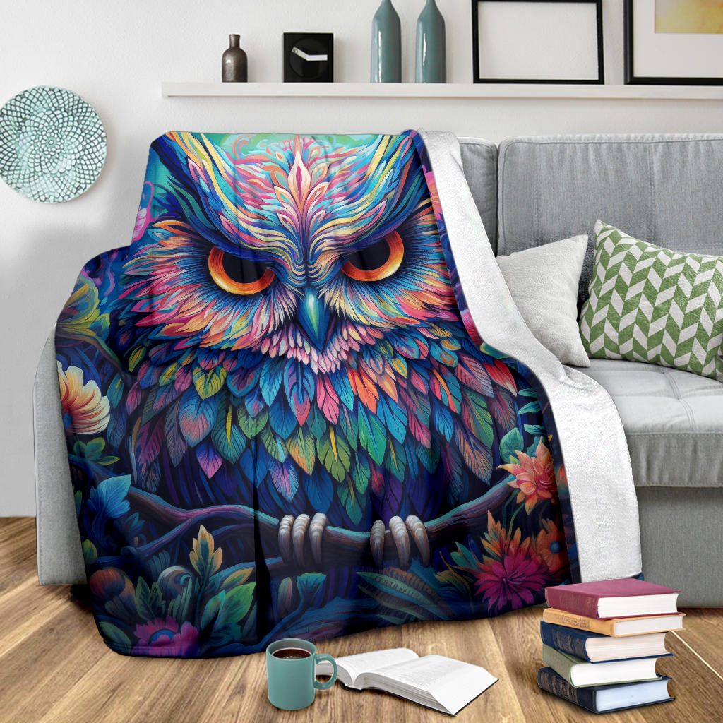 Trippy Psychedelics Owl Blanket