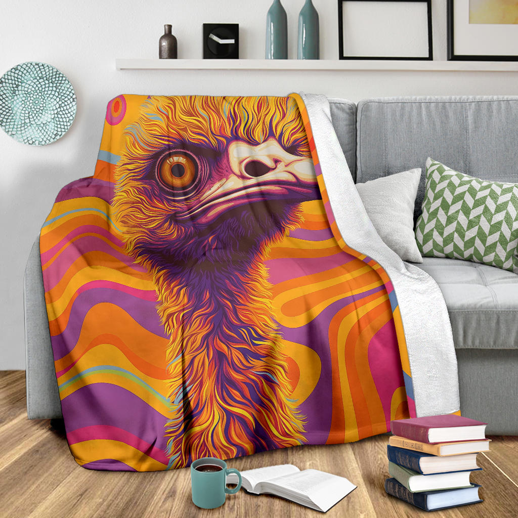 Emu Blanket, Trippy Psychedelics Emu Fleece Blanket, Emu Throw Blanket, Emu Gifts