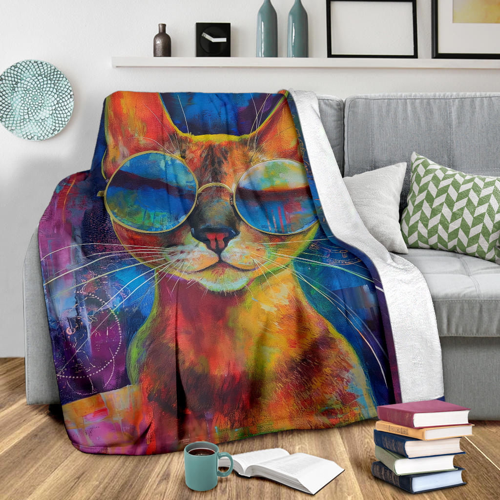 Abyssinian cat Blanket, Trippy Psychedelics Abyssinian cat Fleece Blanket, Abyssinian cat Throw Blanket, Abyssinian cat Gifts