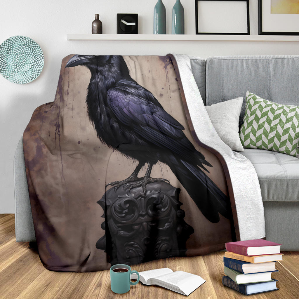 Crow Raven Blanket,  Goth Gifts, Crow Fleece Blanket, Crow Gifts, Crow Custom Blanket, Witchy Blanket