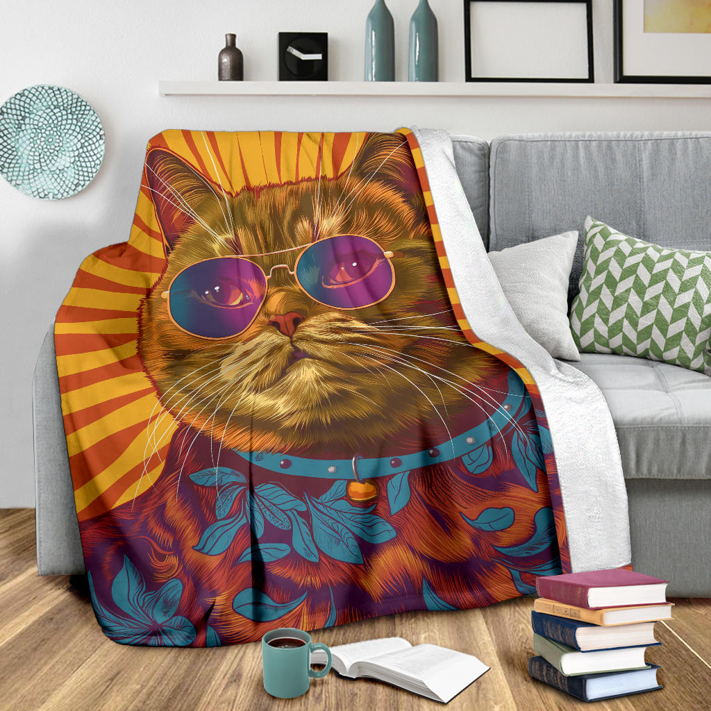 British Shorthair cat Blanket, Trippy Psychedelics British Shorthair cat Fleece Blanket, British Shorthair cat Throw Blanket, British Shorthair cat Gifts