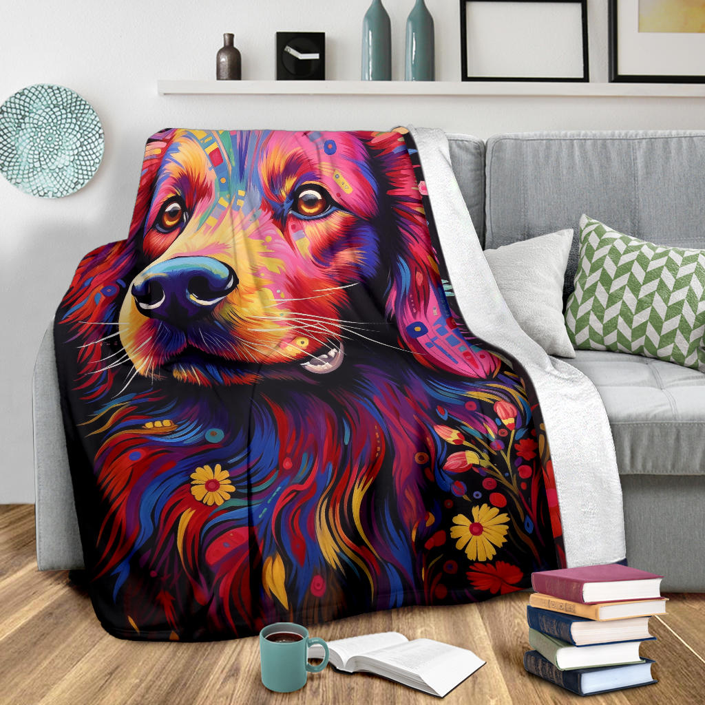 Trippy Psychedelics Golden Retriever Blanket, Golden Retriever Throw Blanket, Golden Retriever Fleece Blanket, Golden Retriever Gifts