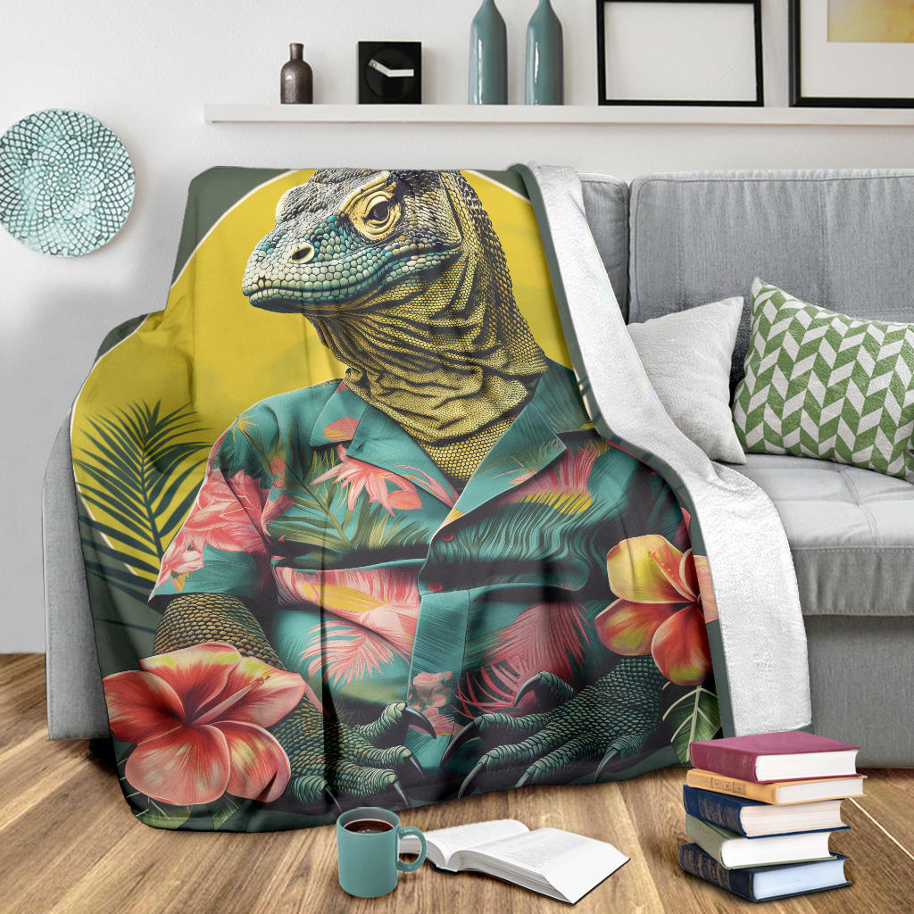 Komodo Dragon Blanket, Trippy Psychedelics Komodo Dragon Fleece Blanket, Komodo Dragon Throw Blanket, Komodo Dragon Gifts