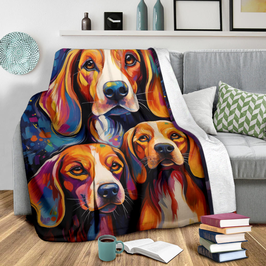 English Foxhound Blanket, Trippy Psychedelics English Foxhound Fleece Blanket, English Foxhound Throw Blanket, English Foxhound Gifts