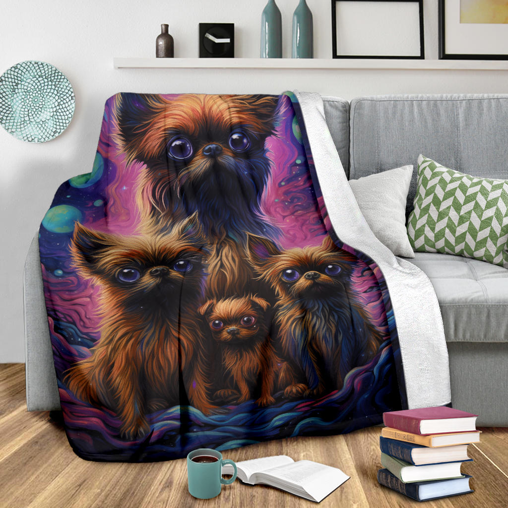 Brussels Griffon Blanket, Trippy Psychedelics Brussels Griffon Fleece Blanket, Brussels Griffon Throw Blanket, Brussels Griffon Gifts