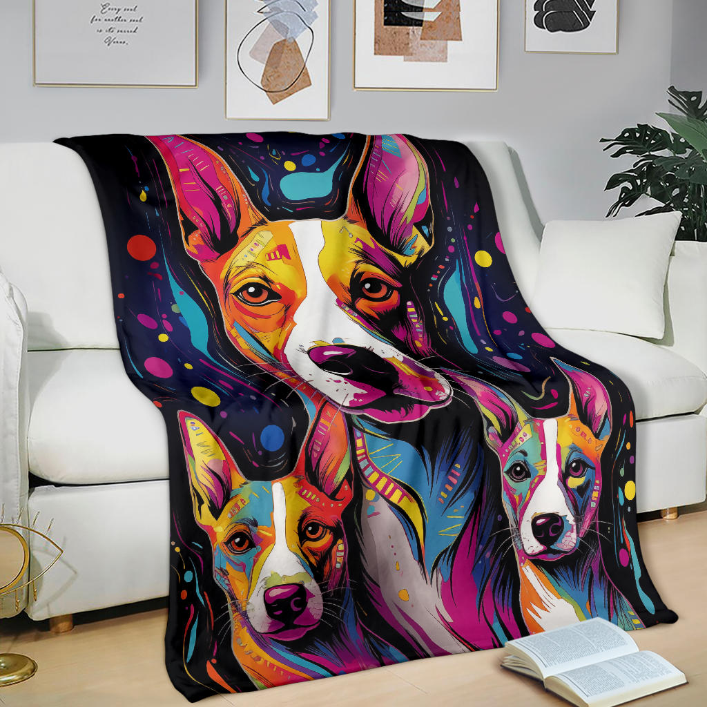 Basenji Blanket, Trippy Psychedelics Basenji Fleece Blanket, Basenji Throw Blanket, Basenji Gifts