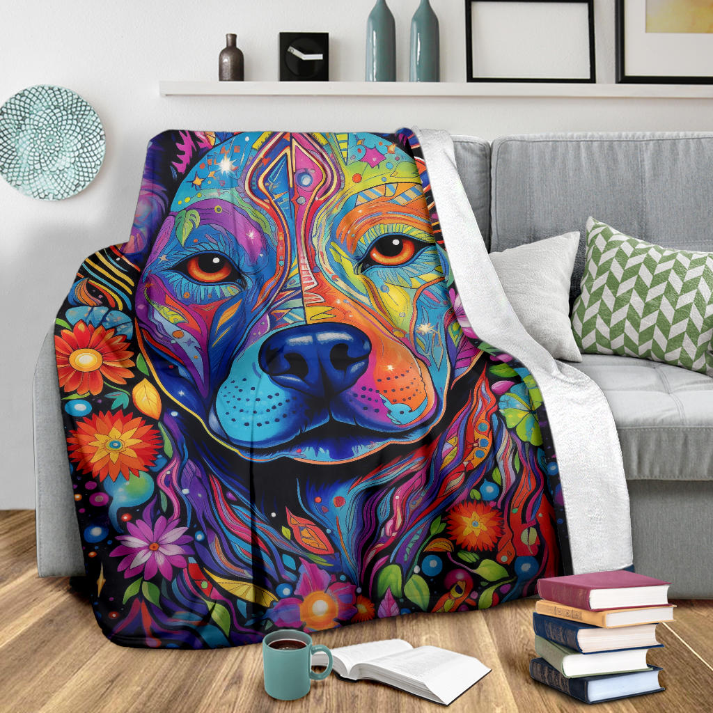 American Staffordshire Terri Blanket, Trippy Psychedelics American Staffordshire Terri Fleece Blanket, American Staffordshire Terri Throw Blanket, American Staffordshire Terri Gifts