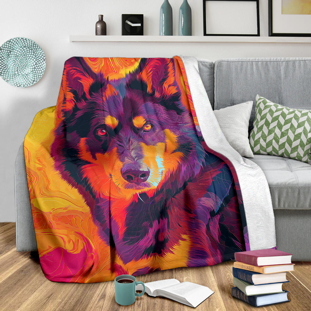 Lapponian Herder Dog Blanket, Trippy Psychedelics Lapponian Herder Dog Fleece Blanket, Lapponian Herder Dog Throw Blanket, Lapponian Herder Dog Gifts