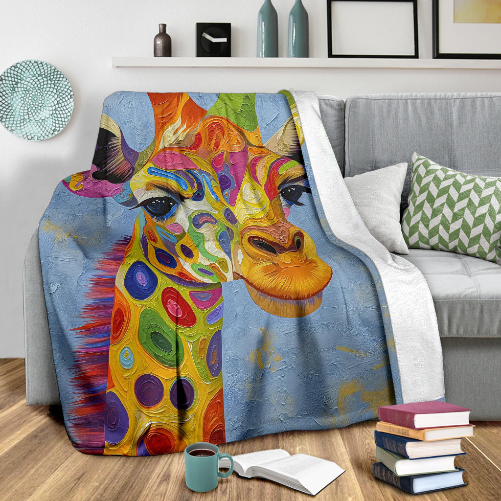 Giraffe Blanket, Trippy Psychedelics Giraffe Fleece Blanket, Giraffe Throw Blanket, Giraffe Gifts