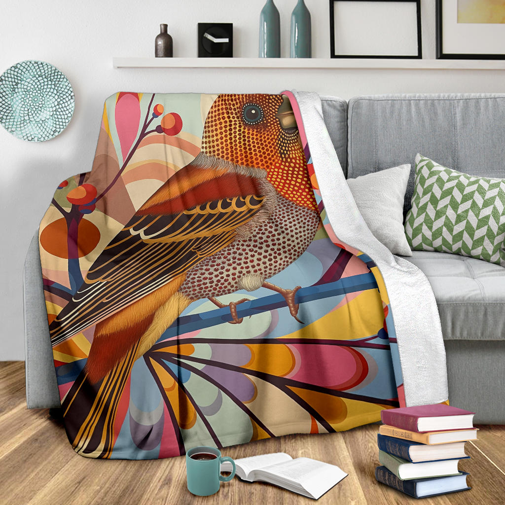 Finch bird Blanket, Trippy Psychedelics Finch bird Fleece Blanket, Finch bird Throw Blanket, Finch bird Gifts