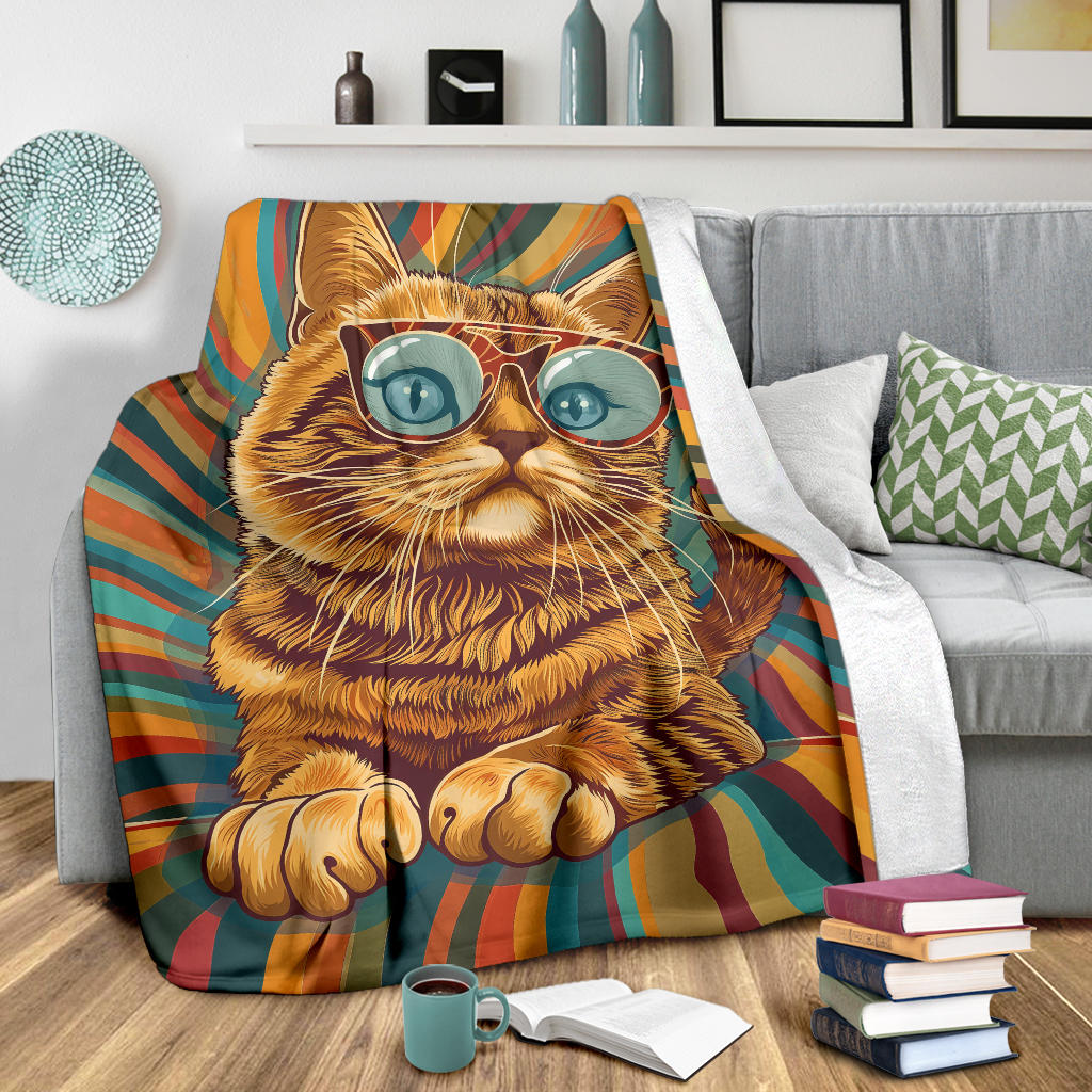 Munchkin cat Blanket, Trippy Psychedelics Munchkin cat Fleece Blanket, Munchkin cat Throw Blanket, Munchkin cat Gifts