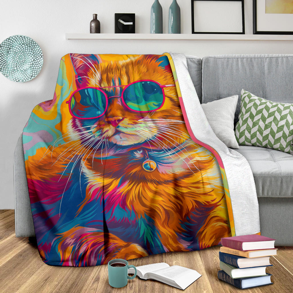 American Bobtail cat Blanket, Trippy Psychedelics American Bobtail cat Fleece Blanket, American Bobtail cat Throw Blanket, American Bobtail cat Gifts